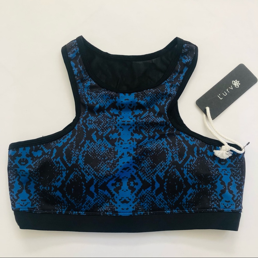 L’urv Sports Bra, Blue Snakeskin, Brand New